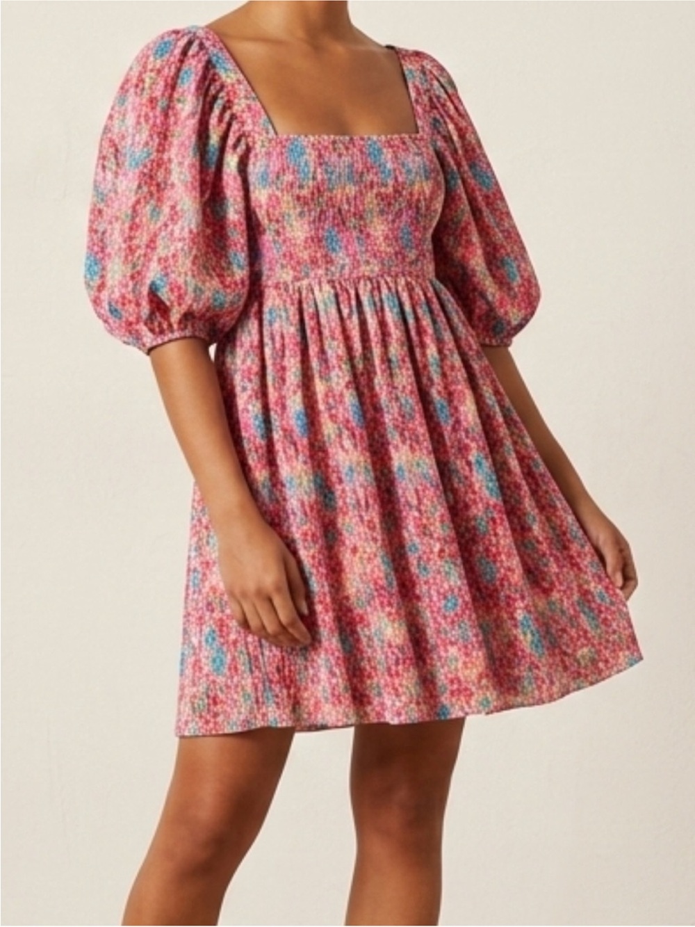 ZARA Pink Floral Babydoll Mini Dress